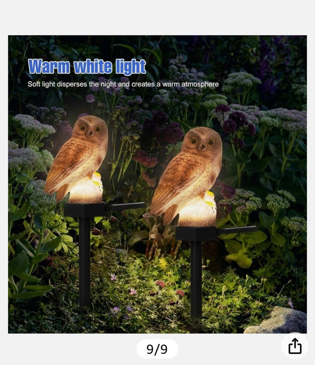 Solar owl garden light