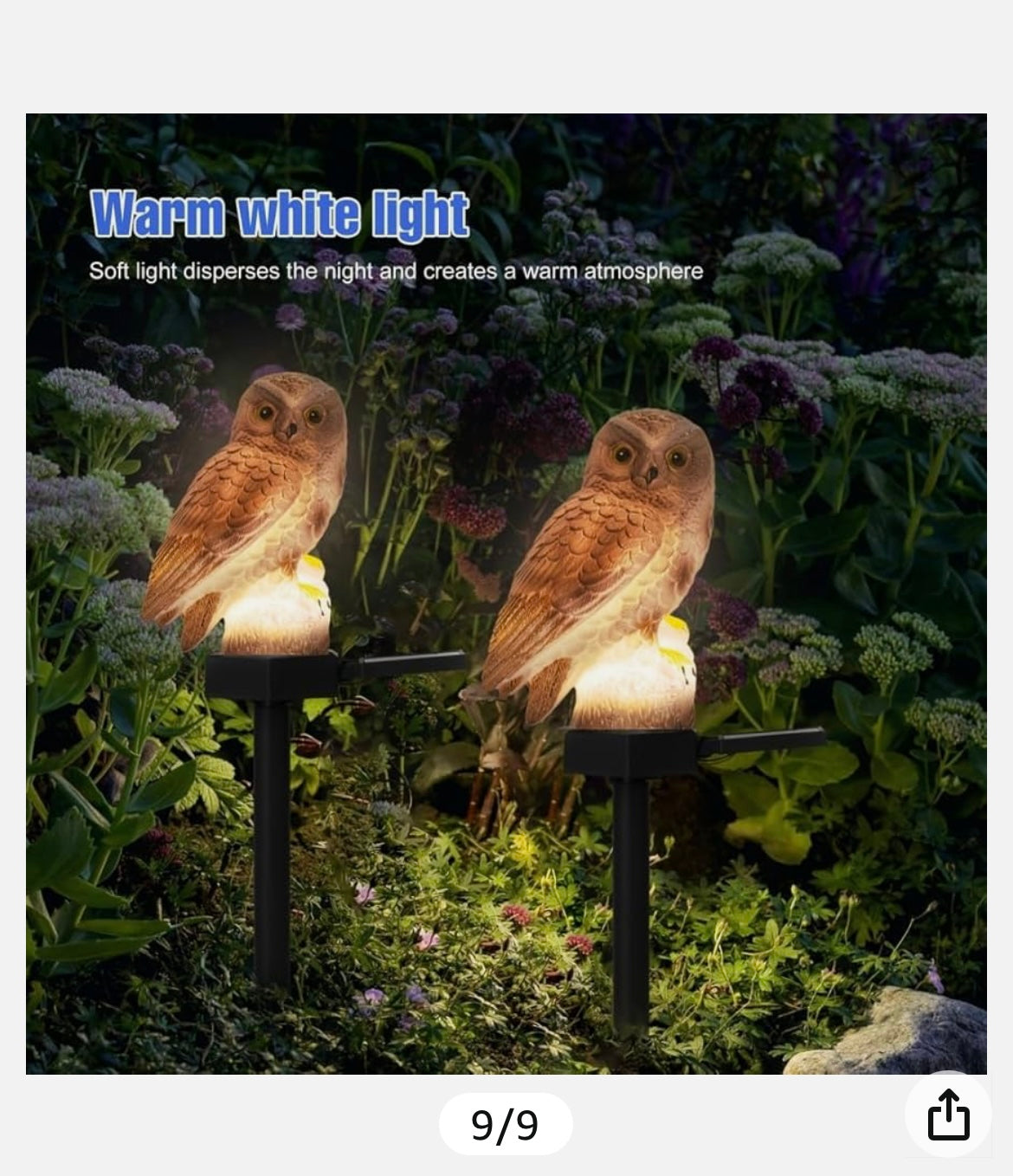 Solar owl garden light