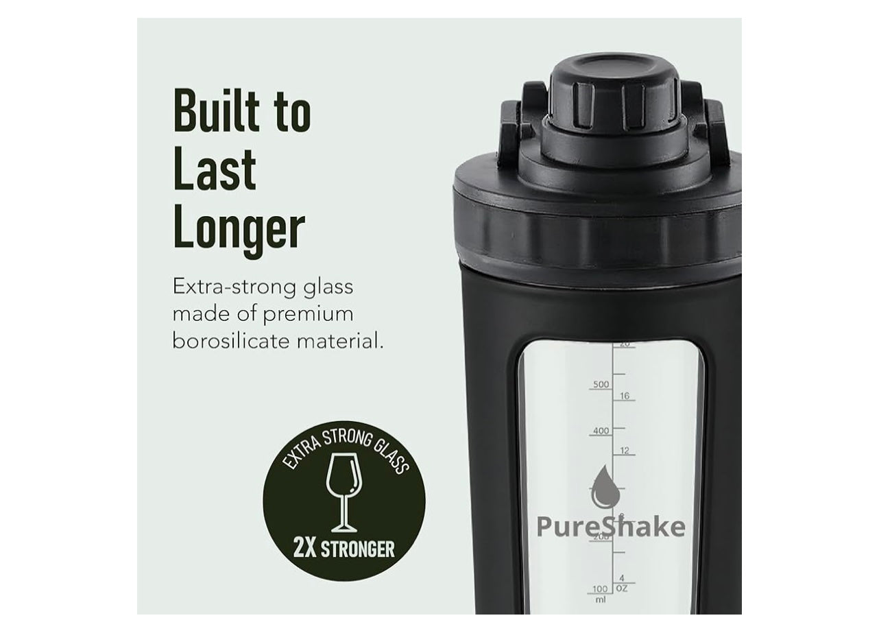 Pure Shake Glass Shaker Bottle.