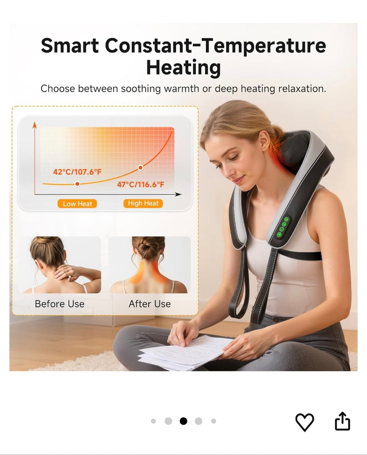 Neck and shoulder massager with heat