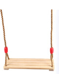 15.8 x 6.3 Inch Wooden Swing Seat, Hanging Wood Swings, Wooden Tree Swing with Adjustable 48 to 83 Inches Rope, 220 LB Capacity Sturdy Swings for Yard, Garden, Red Knot