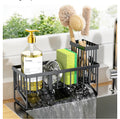 Cisily Sink Caddy Sponge Holder for Kitchen with Brush Holder and Stainless Steel Self Drain Tray, Rustproof Kitchen Sink Organizer for Sponge, Soap Dispenser Storage Accessories