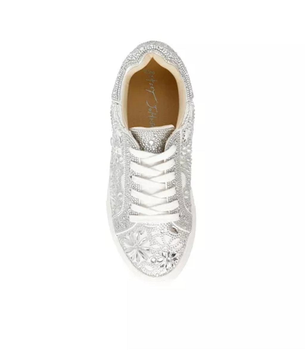 Betsey Johnson Women's Reily Rhinestone Lace-Up Sneakers. Size 9.5