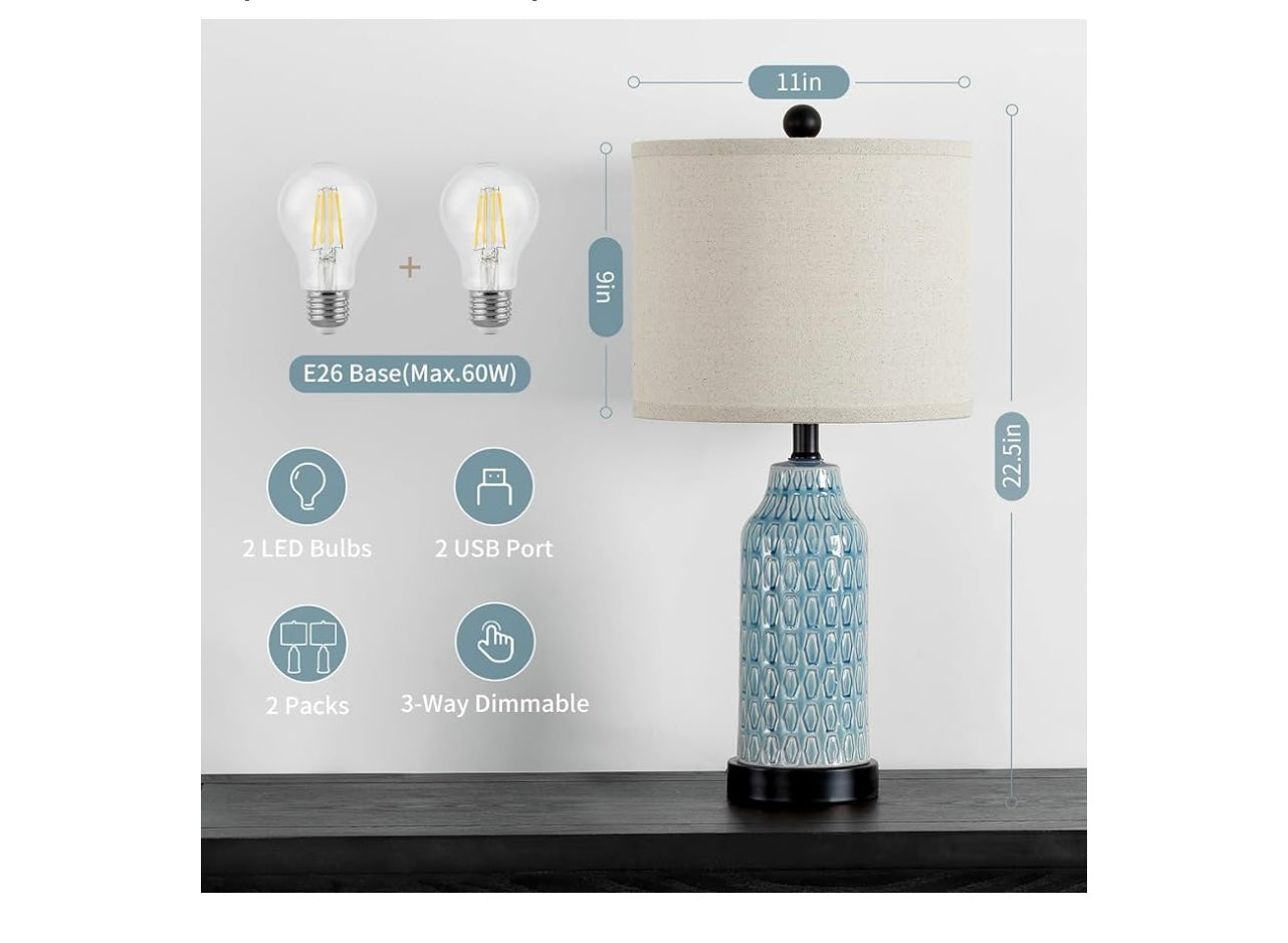Cinkeda Ceramic Table Lamps For Bedroom.