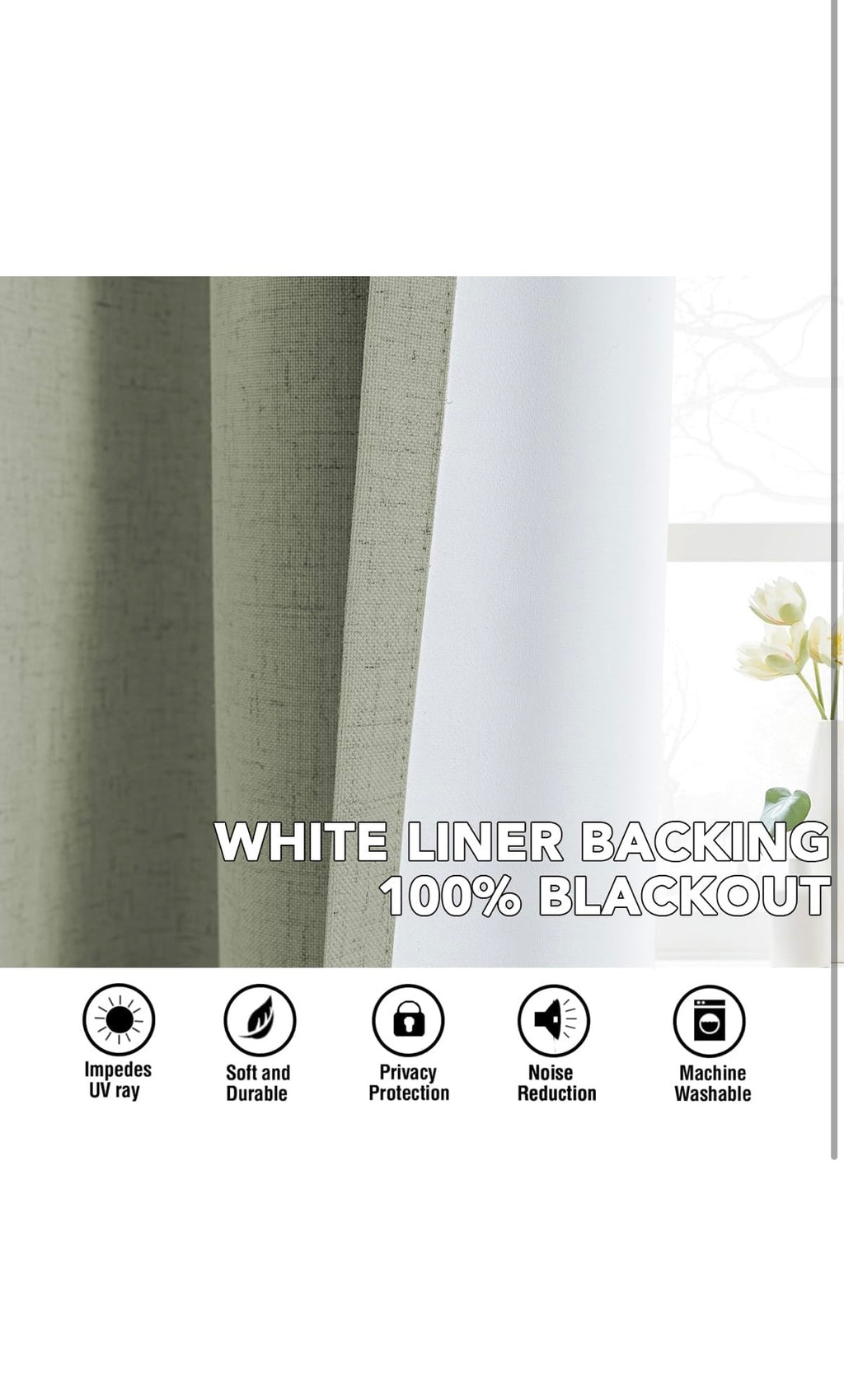 Linen curtains 100% blackout