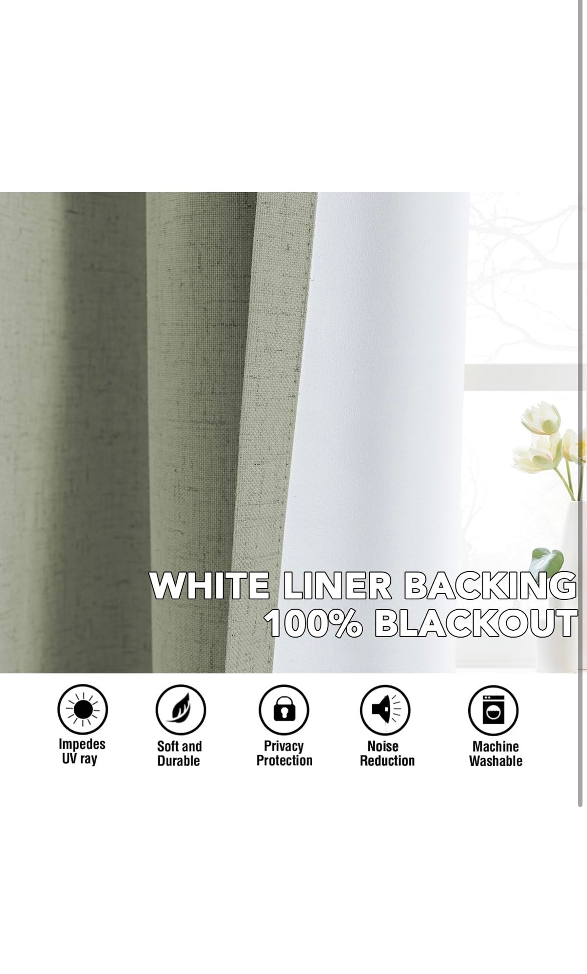 Linen curtains 100% blackout