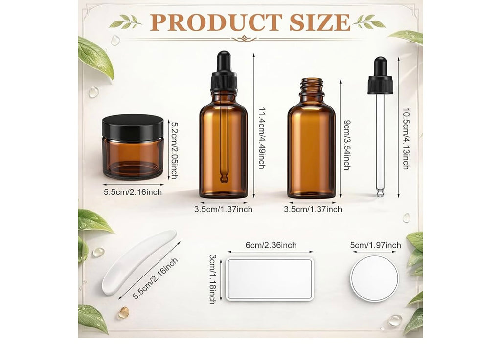 Acellegic 48pcs Amber Glass jars and Dropper Bottles.