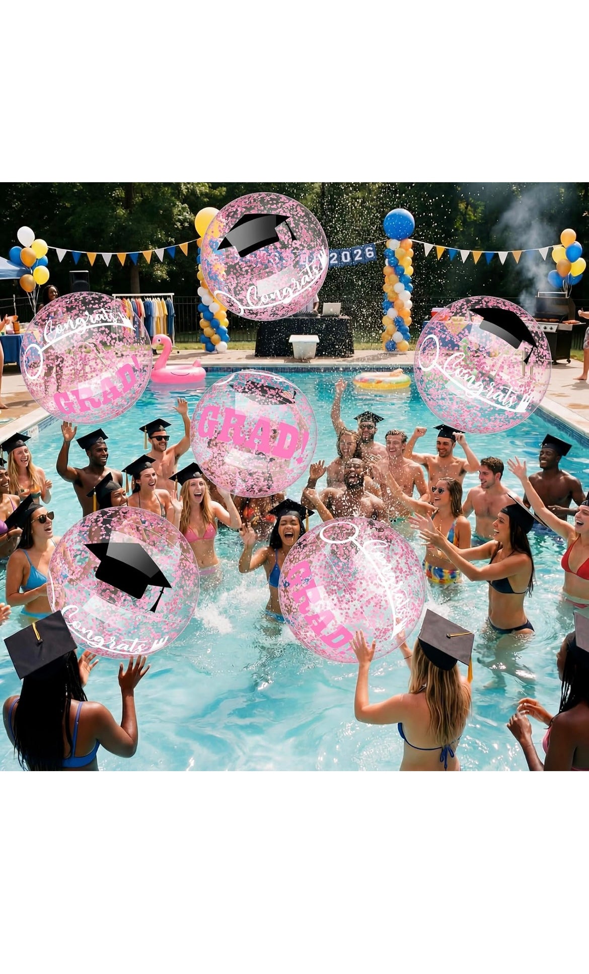 Pink 10 Pcs 16 Inch 2026 Graduation Beach Balls