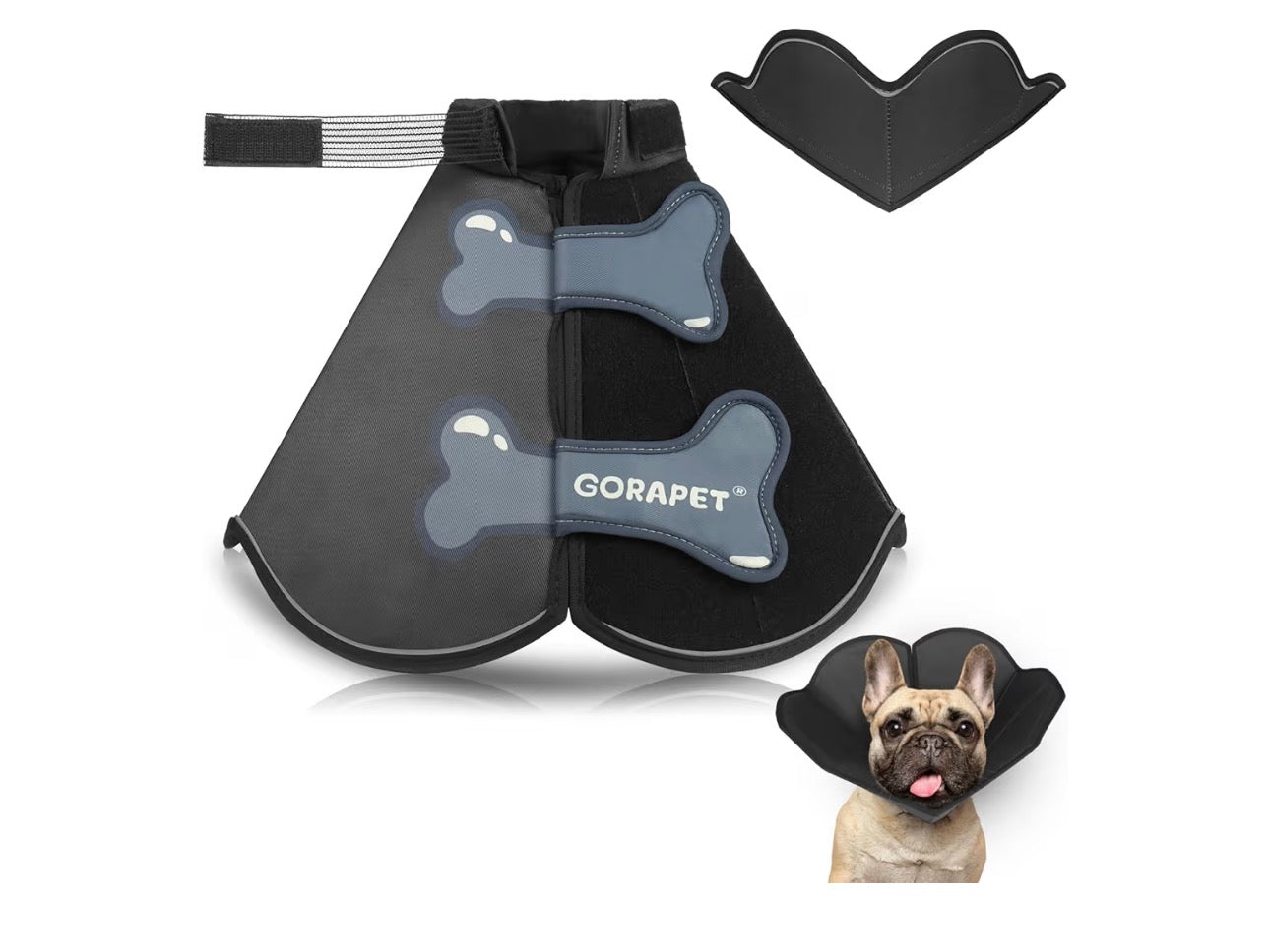 Dog Cone Collar Alternative, Partially Detachable Hard & Heavy Cone for Medium Dogs (French Bulldog Dachshund), Elizabethan Adjustable Protective Dog Neck Head Recovery Cone After Surgery Anti Licking