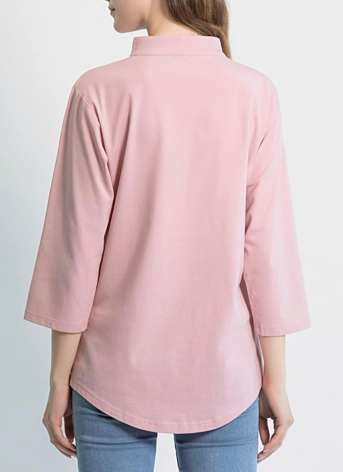 Tie G U Style Women's 3/4 Sleeve V Neck Stretch Loose Tunic Tops Casual Cotton Blouse Henley Collared Breathable Work Shirt