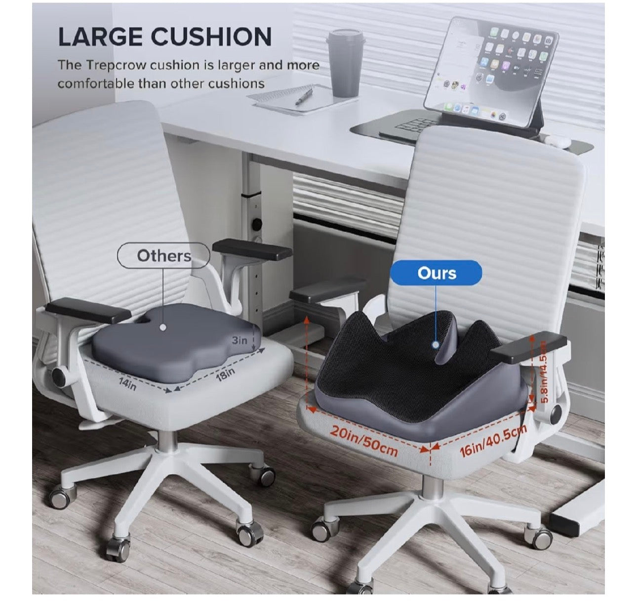 Office Chair Cushion, Large Breathable Ergonomic Seat Cushion