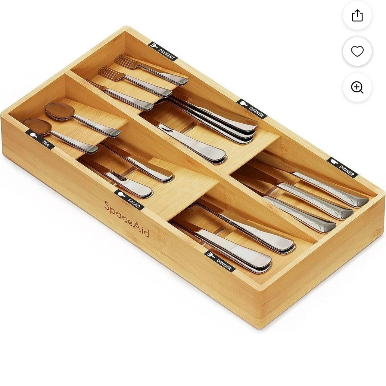 SpaceAid Bamboo Cutlery Organizer.