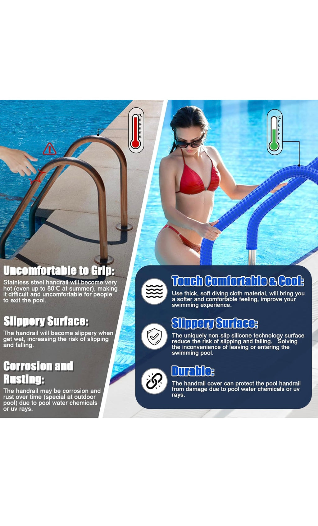 Pool handrail covers