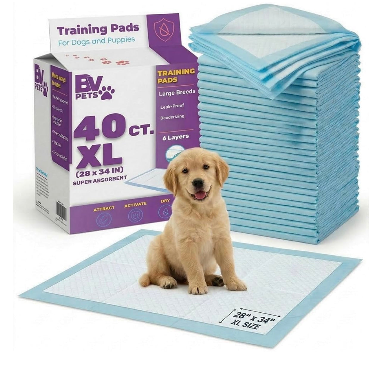 BV 40 Count pet training pads.