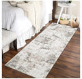 2x6 Modern Abstract Runner Rug Non Slip Soft Stain Resistant Low Pile Machine Washable Non Shed Rug for Hallway Kitchen Bathroom, Taupe/Beige