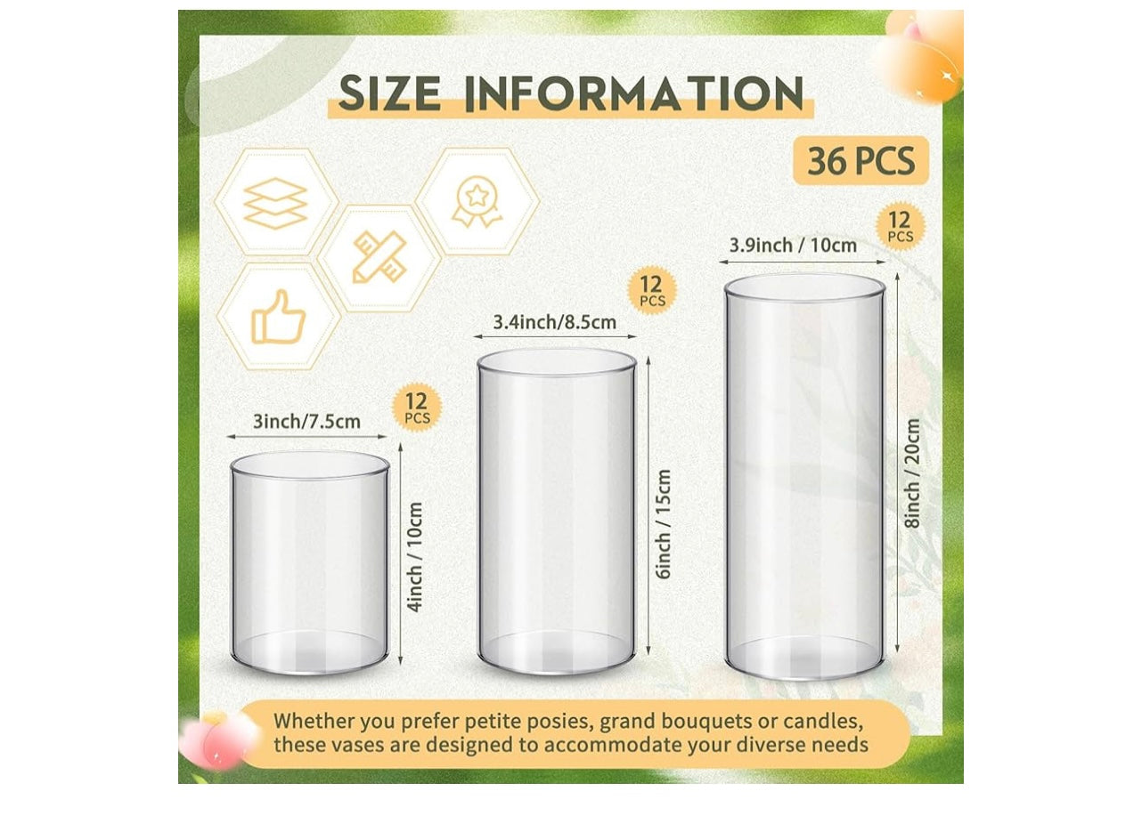 Nuogo 36pcs Plastic Cylinder Vases.
