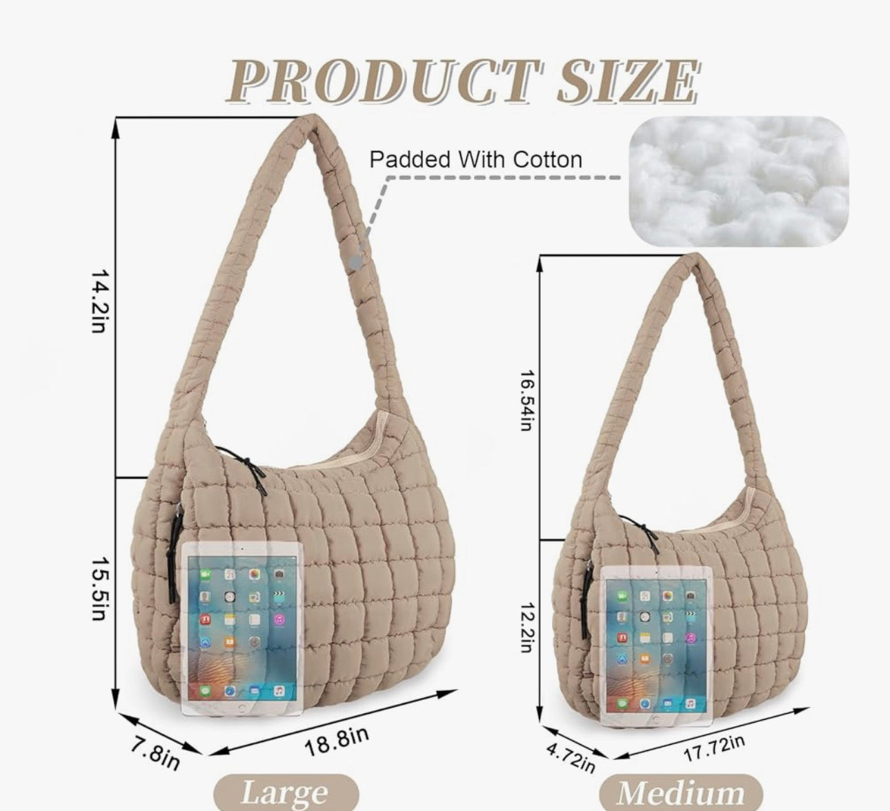 Quilted Puffer Tote Bag for Women Large Crossbody Bag Lightweight Nylon Puffy Quilted Carryall Hobo Puff Shoulder Bag