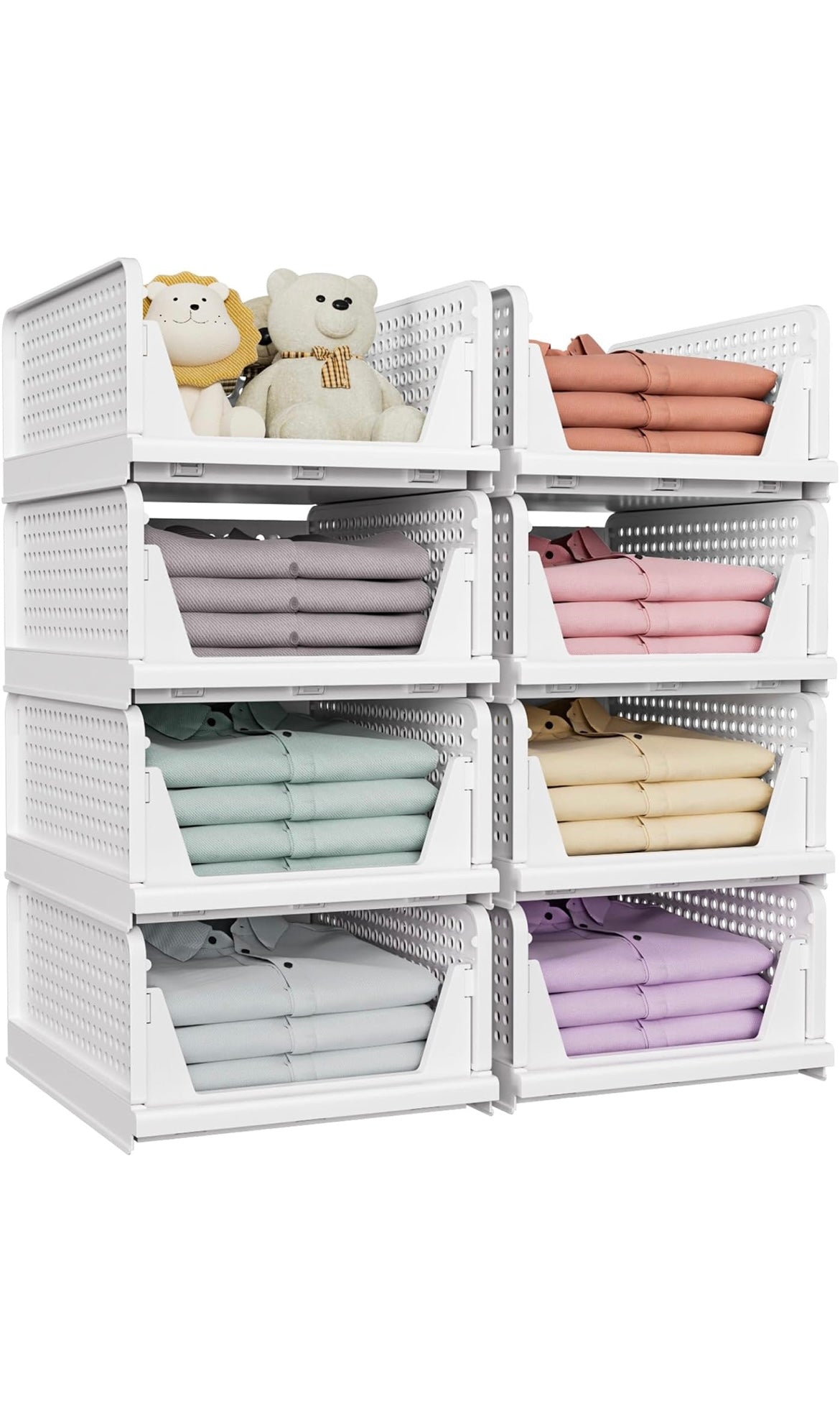 Stackable closet storage basket 5 pack