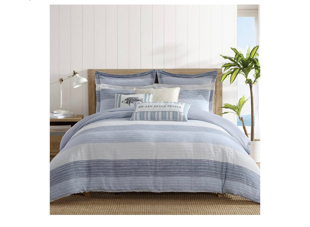 Levtex Home Sand Stripes Blue King/Cal King Comforter Set.
