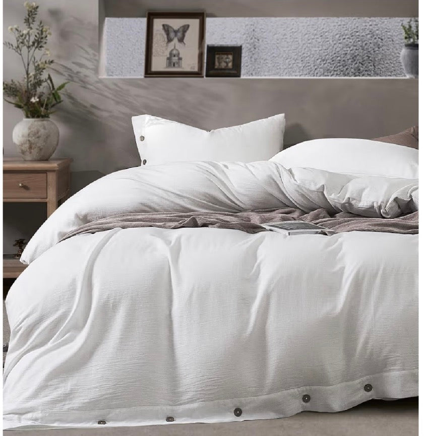 Jellymoni King Size Duvet Cover with 2 Pillow Cases (White)