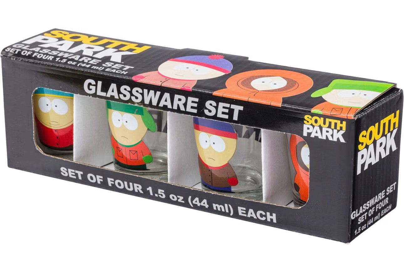 Silver Buffalo South Park Featuring Stan, Kenny, Cartman, and Kyle 4 Pack Mini Glasses, 1.5 Ounces