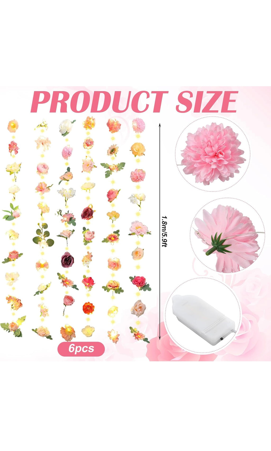 6 pack fake flower garland