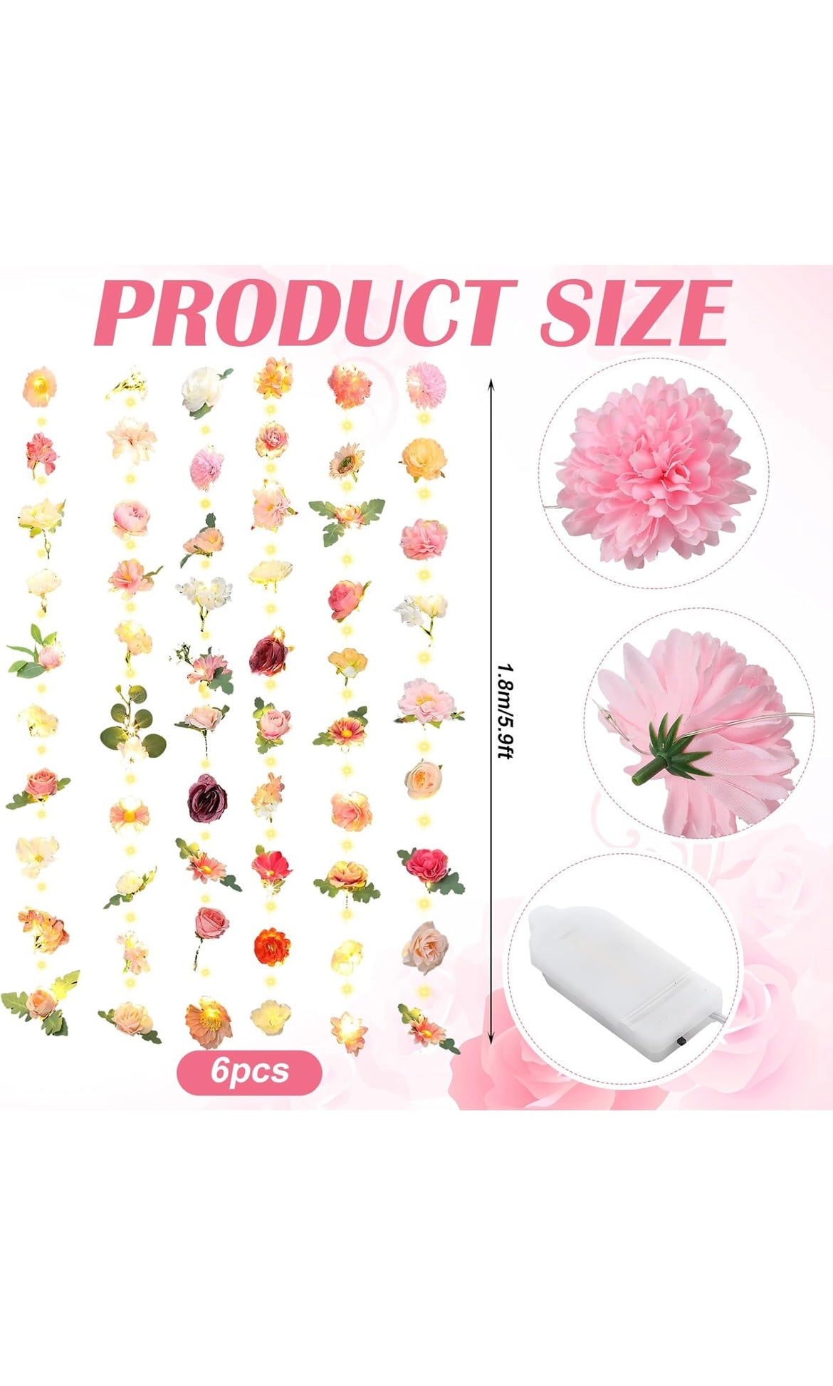 6 pack fake flower garland