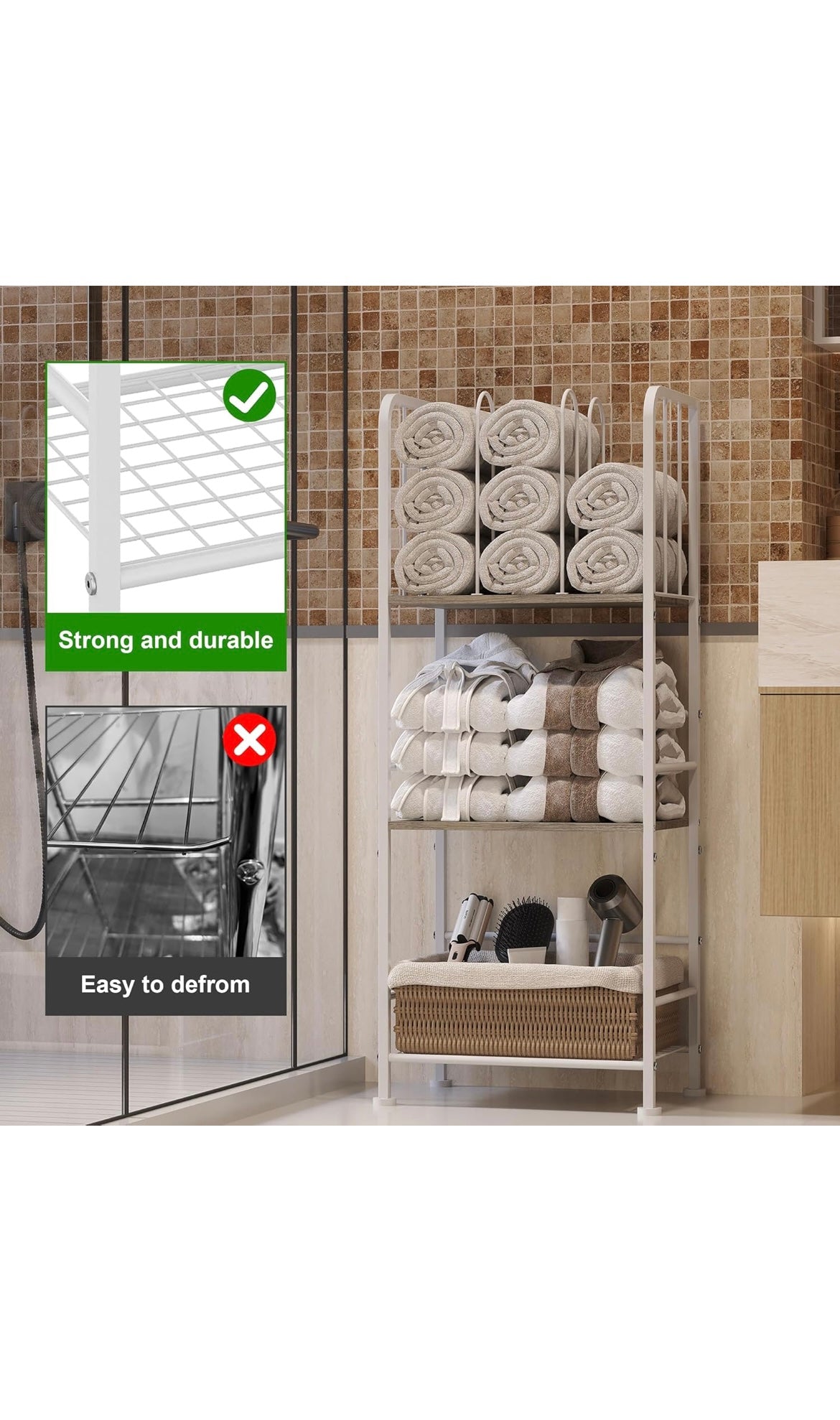Towel rack free standing 3 tier