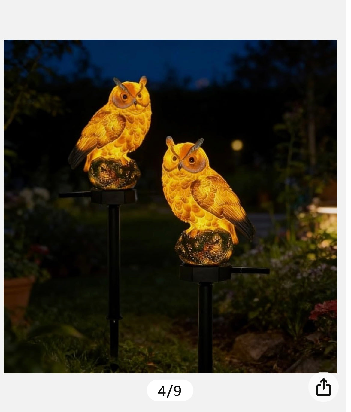 Solar owl garden light