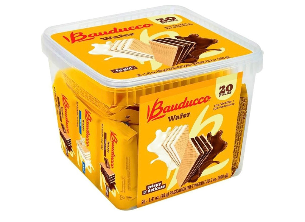 Bauducco Chocolate & Vanilla Wafer Cookies - Convenient Single Serve Wafer Cookies With 3 Layers of Cream - Delicious Sweet Snack on the go or Dessert 28.2oz (Pack of 20). Exp 04/2027.