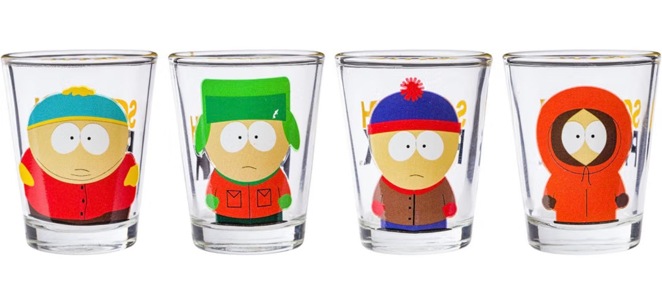 Silver Buffalo South Park Featuring Stan, Kenny, Cartman, and Kyle 4 Pack Mini Glasses, 1.5 Ounces