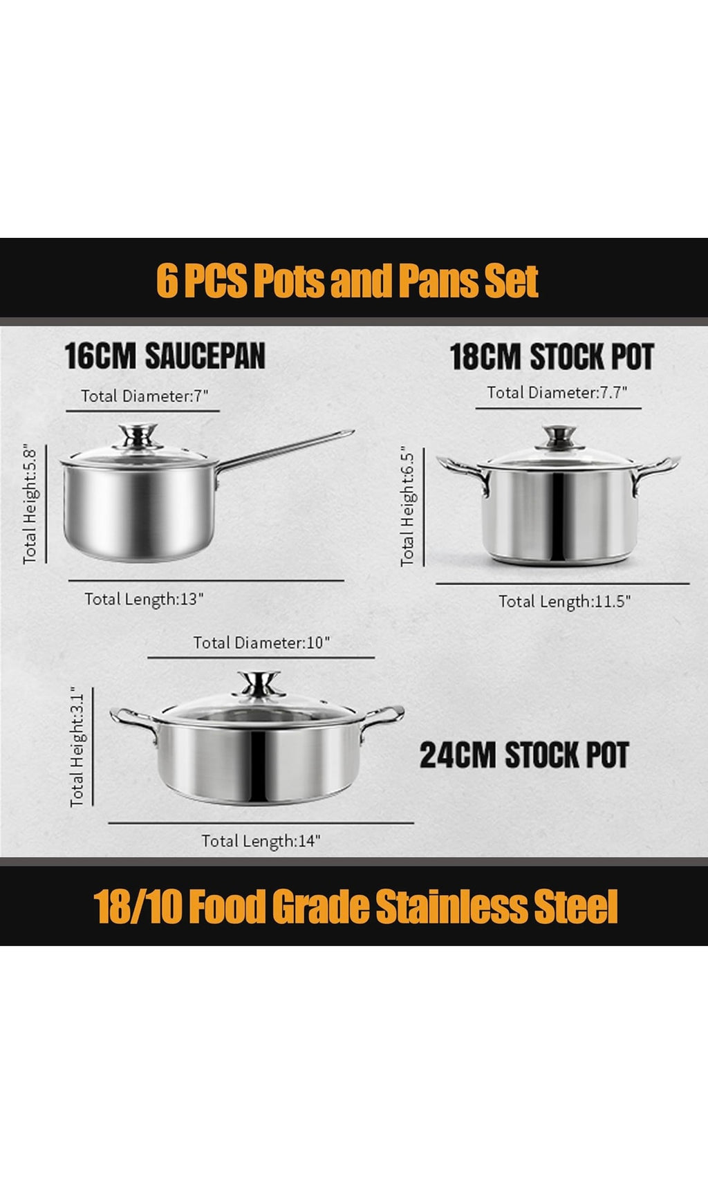 Stainless steel pots and pan