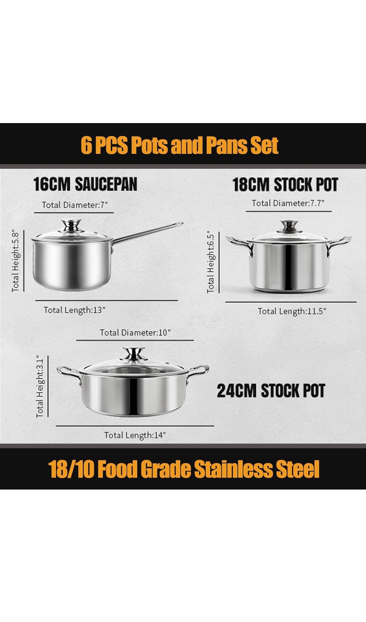 Stainless steel pots and pan