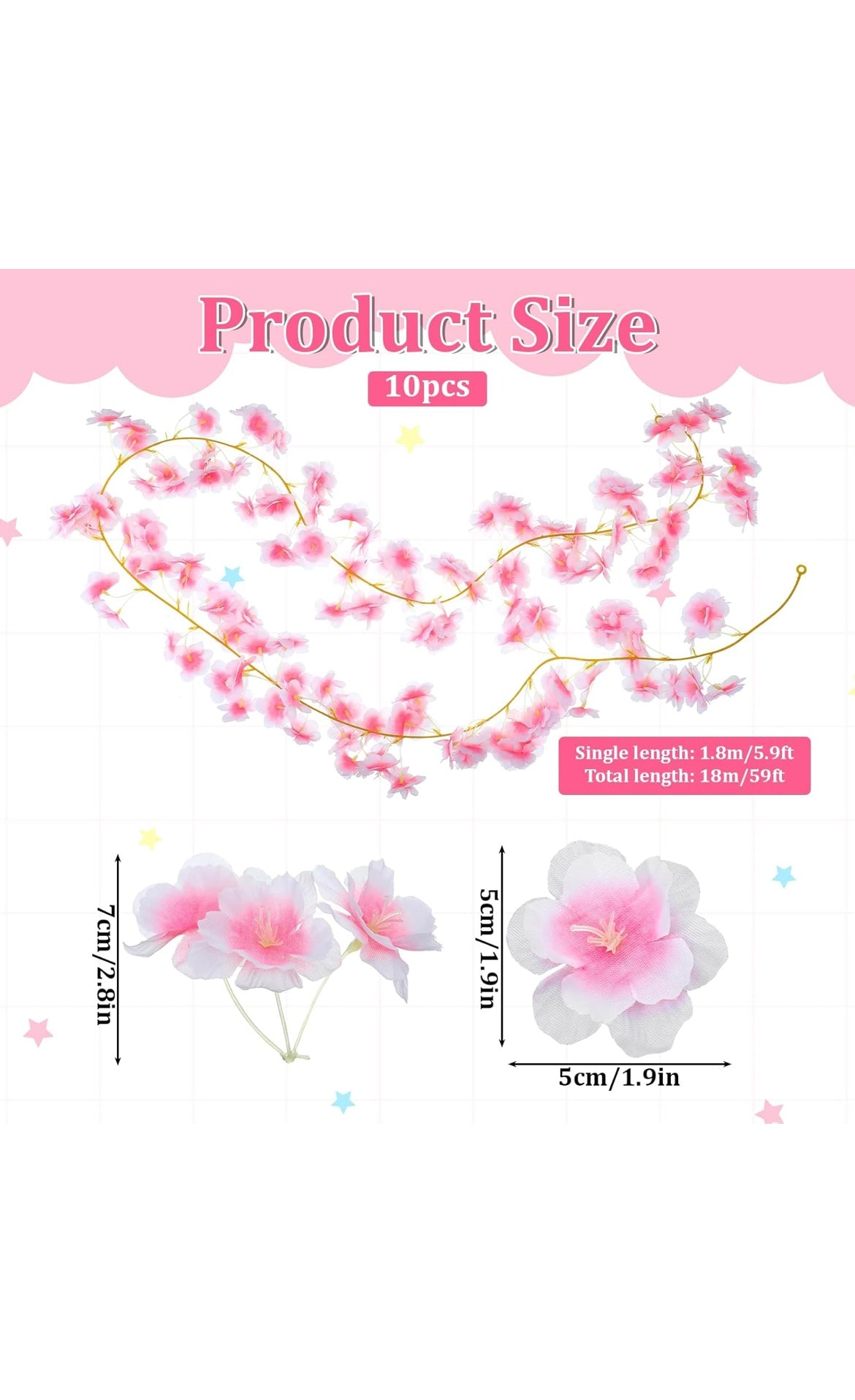 Artificial cherry blossom flower vines