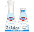 Clorox Free & Clear Disinfecting Mist, Household Essentials, 1 Spray Bottle and 1 Refill, 14 Fl Oz Each.