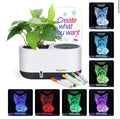 Self-Watering Plant Pot with LED Note Board & 7 Colors Pen, Led Acrylic Message Board with Plant Pot,Dog Board Night Light with Planting Pot