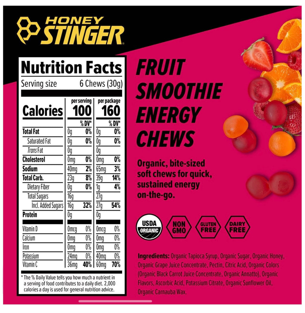 Honey Stinger Organic Energy Chews - 12 Pack. Best By March 2027.