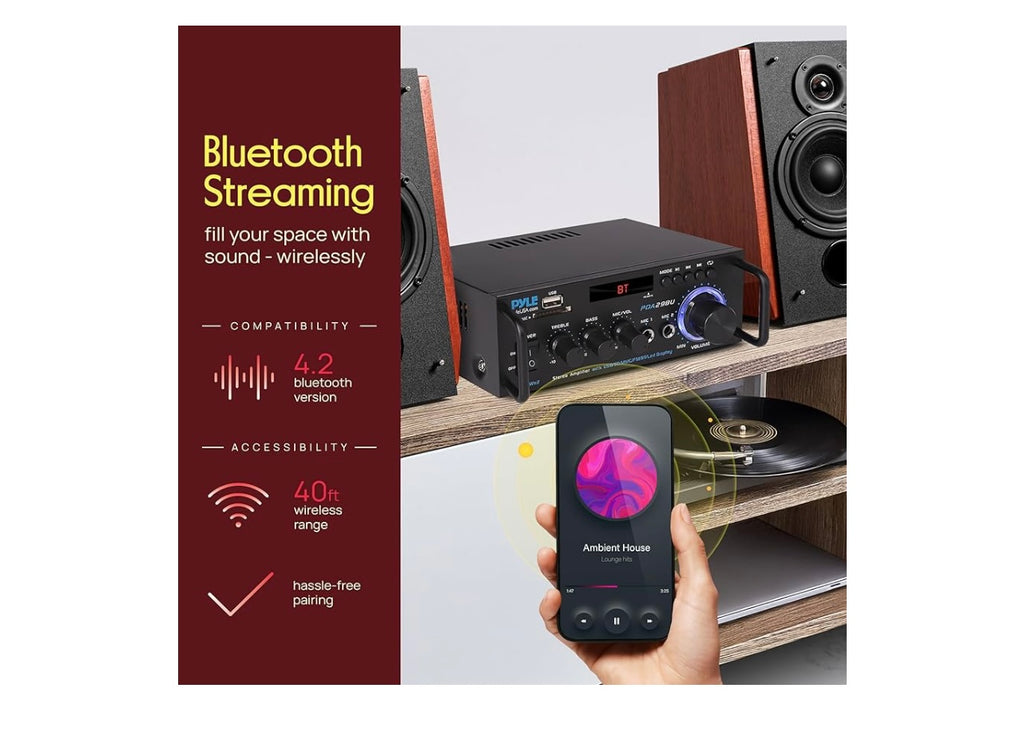 Pyle 200w Bluetooth Compact power amplifier.