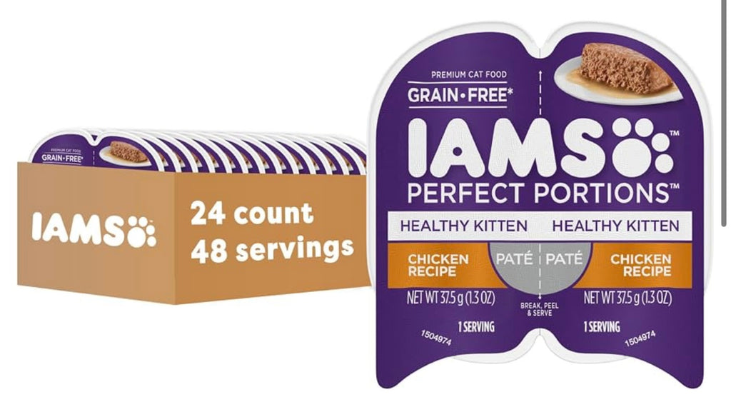 IAMS Perfect Portions Healthy Kitten Pate Wet Cat Food, Chicken, 24 Count