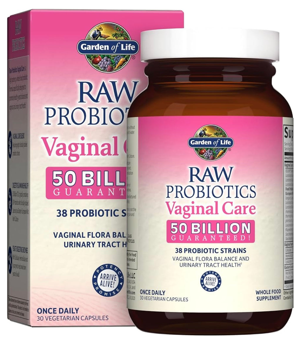 Garden of Life Raw Probiotics Vaginal Care, 50 Billion CFU, 1 Month Supply. Best by 09/2027.