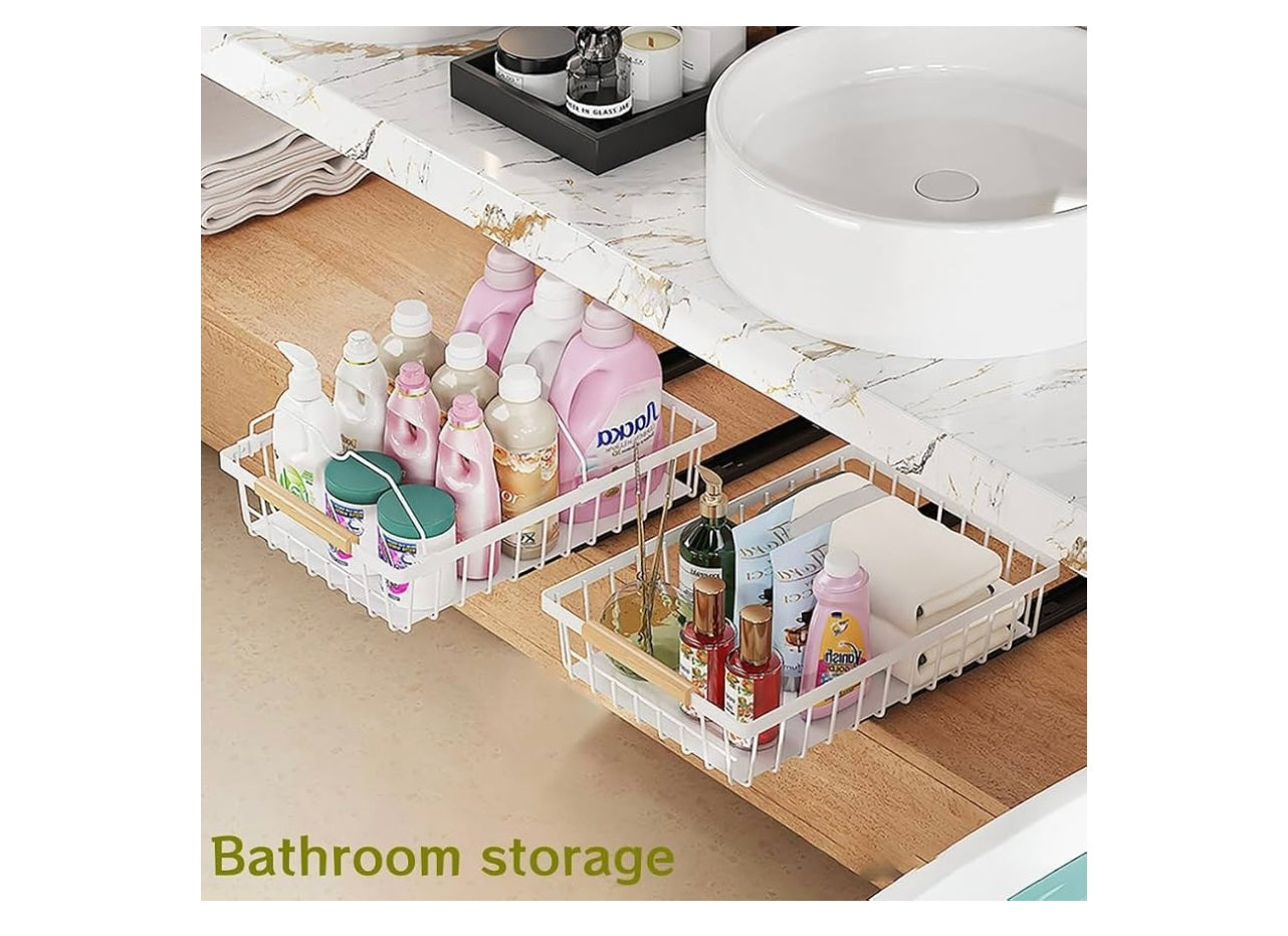 WROBTLD 2 Pack No Drill Pull Out Cabinet Organizer.