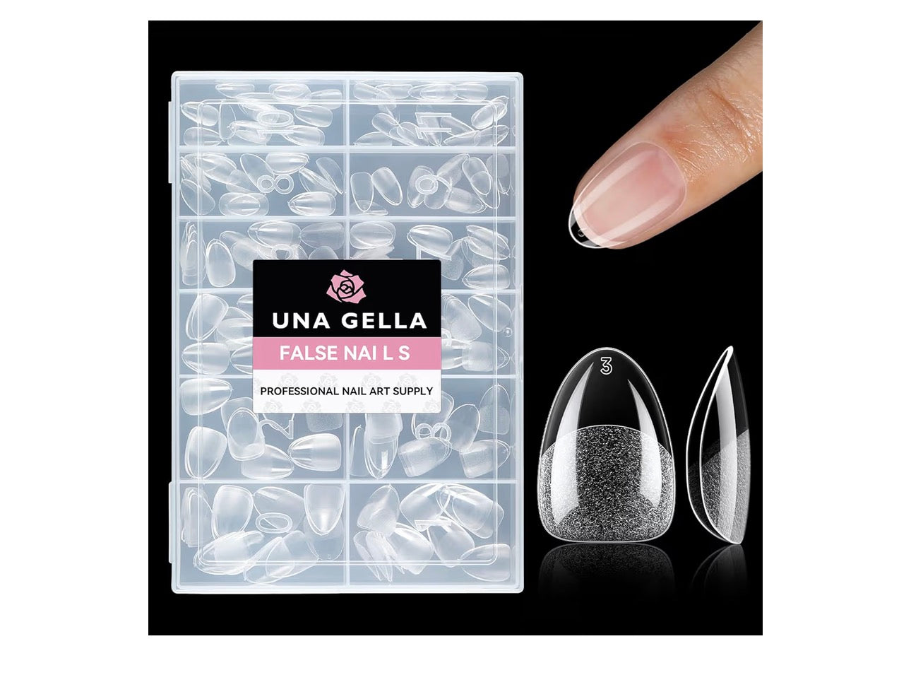 UNA GELLA Extra Short Almond Nail Tips Full Cover 216PCS Gel Nail Tips Short Almond Shaped Nails Tips Soft Gelly Gel Clear Fake Nails Tip for Acrylic Nail Tip Soak Off Home DIY Salon Nails 12 Sizes