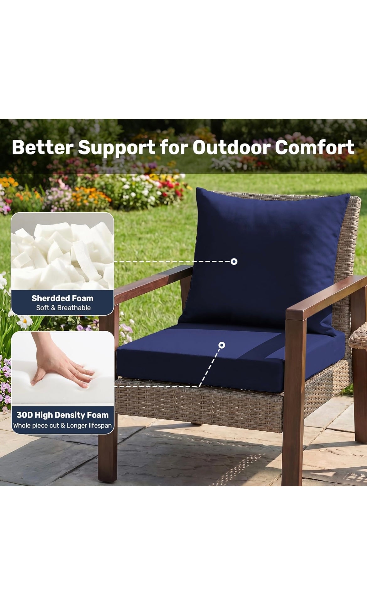 Outdoor seat cushion