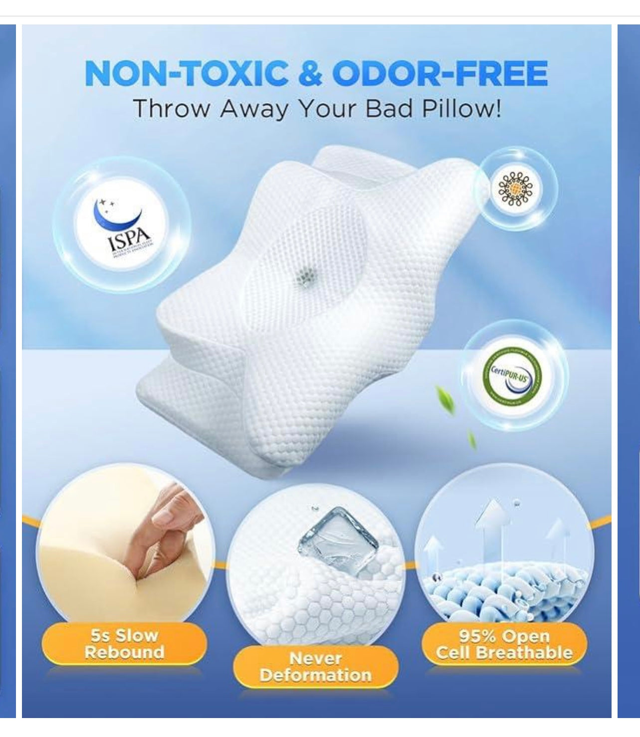 Cozyhealth Memory Foam Cervical Neck Pillow.