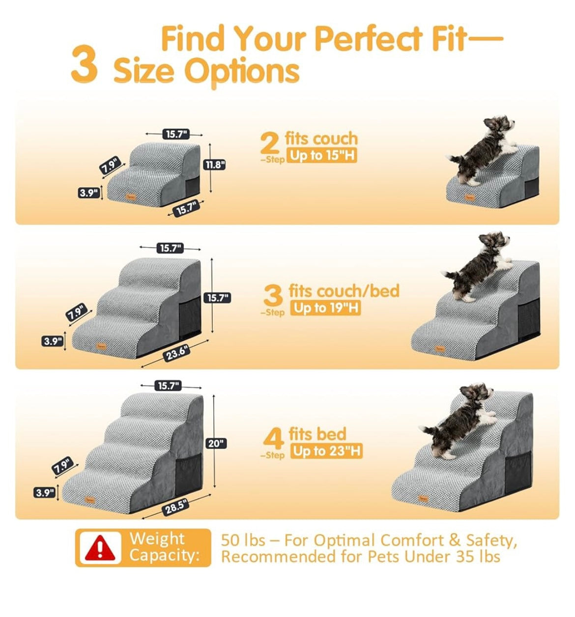 3 tiers foam dog ramp/steps