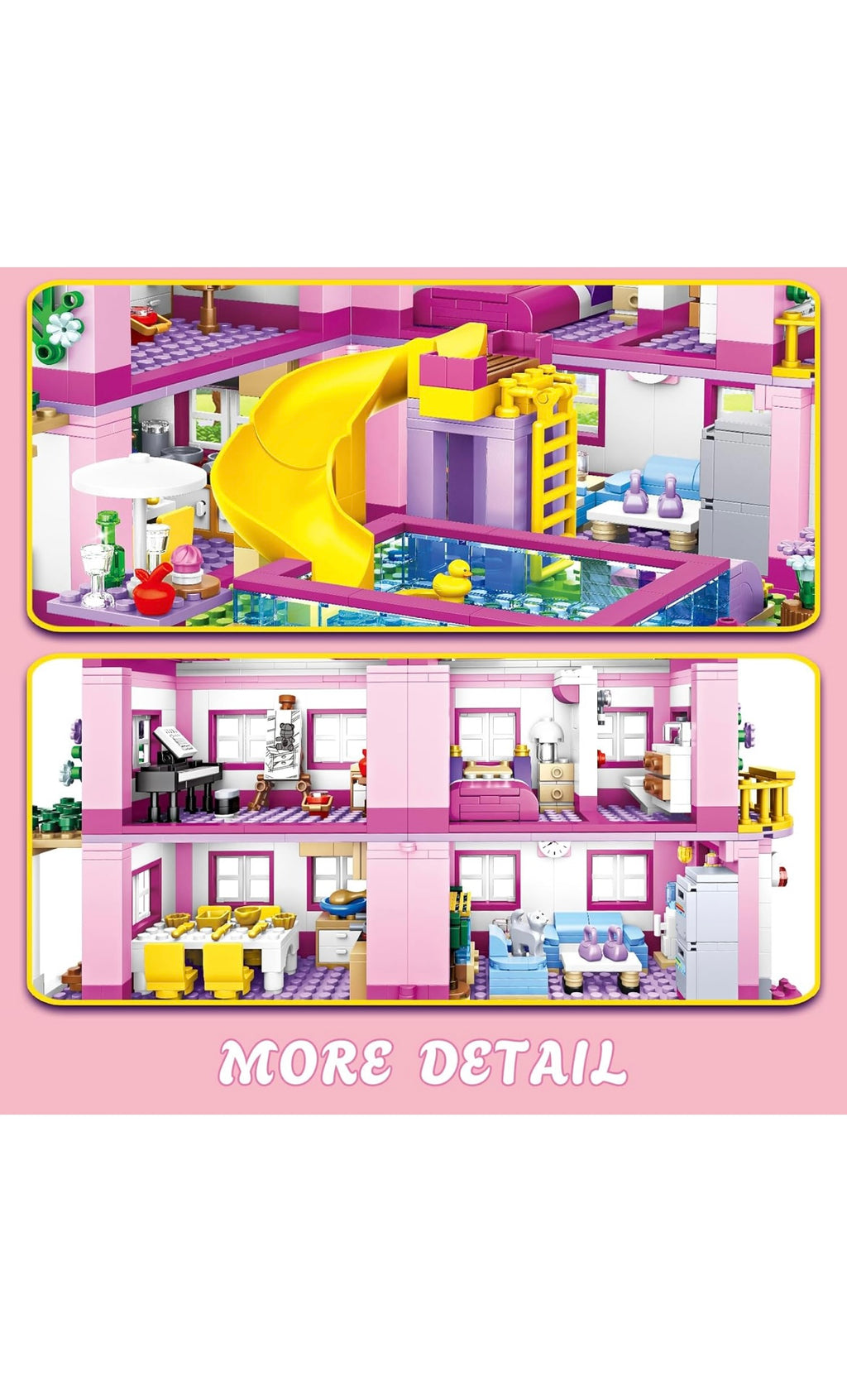 Csnrhg pink summer pool villa building bock set