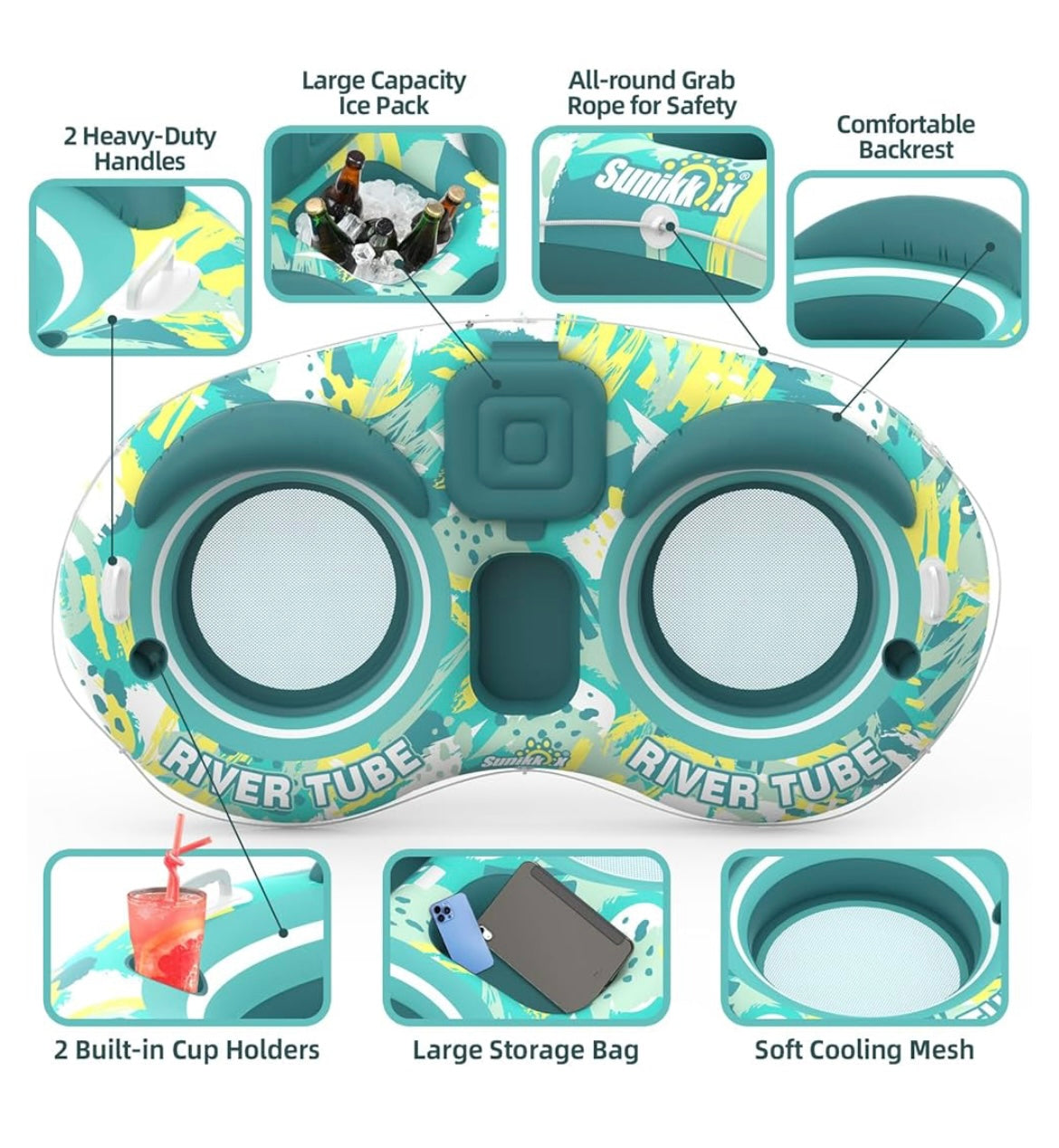 2 person adult heavy duty river tube
