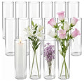 16 Pack Clear Glass Bud Vases, Cylinder Flower Vases, Vases for Centerpieces Table Decor, Mini Vase Set for Wedding Party, Floating Candle Holder, 7.7 in Tall