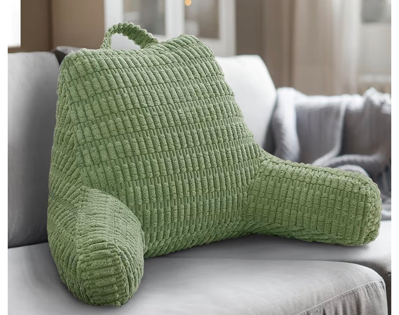 Reading Pillows for Sitting in Bed Adult, Back Rest Pillow for Sitting Up in Bed and Couch, Back Support Chair Pillow Support for Adult Backrest Pillows for Reading (Sage Green 21 Inch)