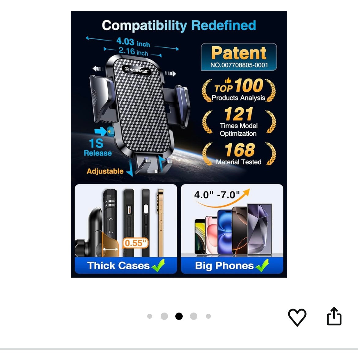 Vanmass car phone mount